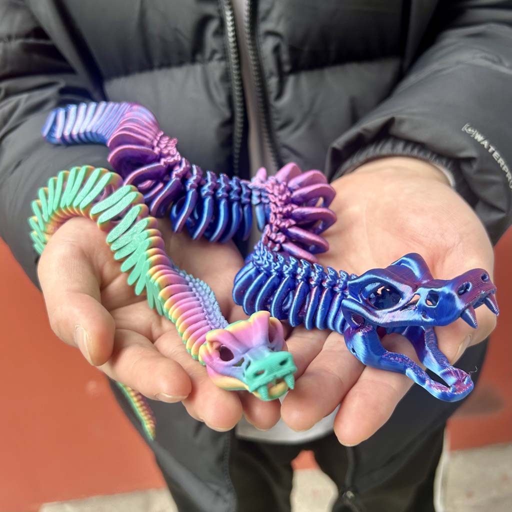 3D Printing Mockup - 3D baskılı EKLEMLI YILAN heykeli, Esnek
