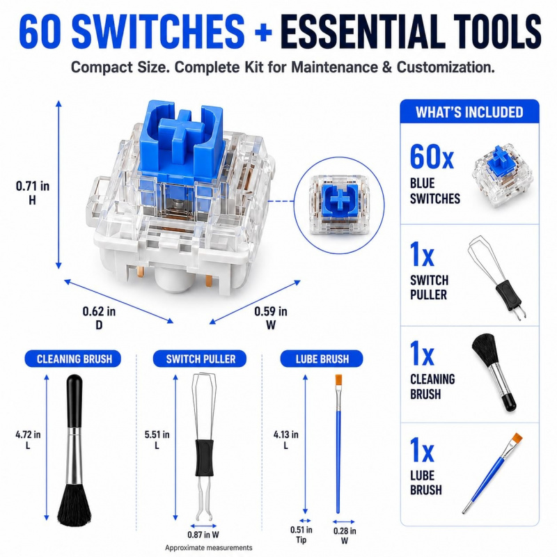60 adet mavi mekanik klavye an - 3D Print Removal Tool incelemesi ve fiyatı
