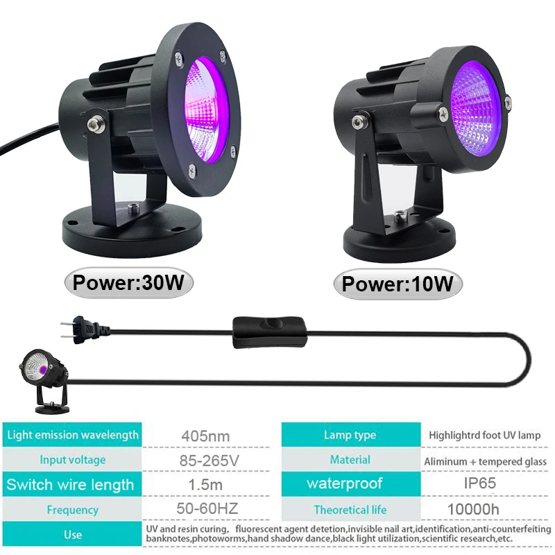 LED Mor Işık 10W 30W Blackligh - 3D Printing Uv Sensitive Resin incelemesi ve fiyatı
